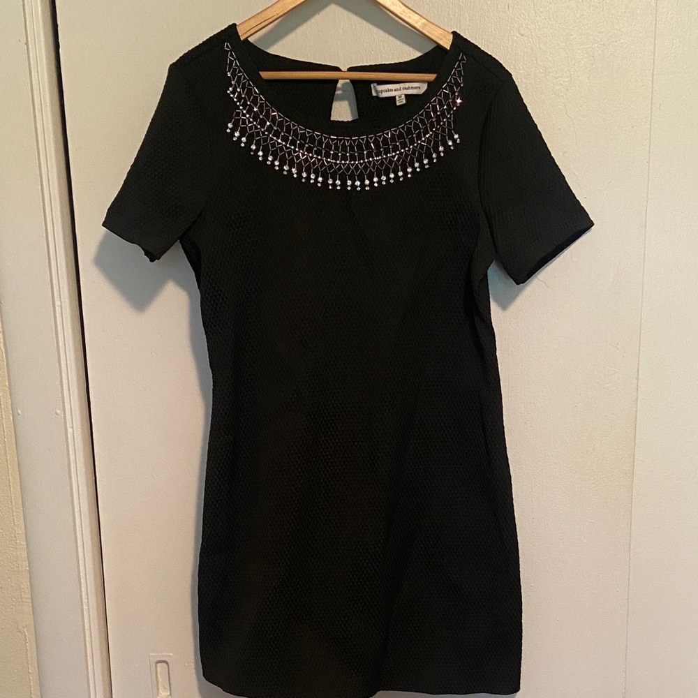 Cupcakes and Cashmere Black Knot Dress with Beaded Neckline